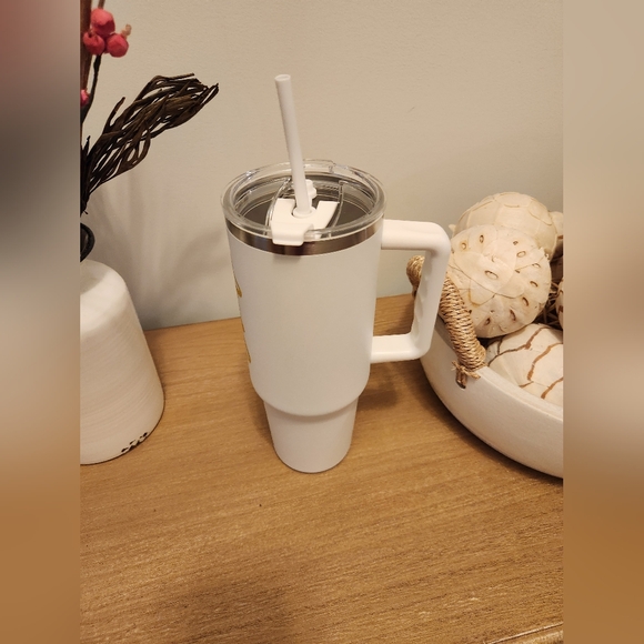 White and Gold Bride Custom Tumbler with Straw 40 oz NWOT - Picture 4 of 8